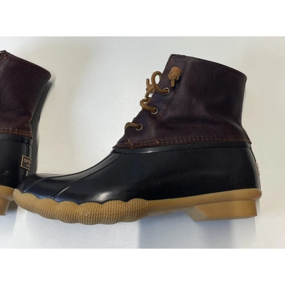 Sperry‎ Top Sider Womens Saltwater Brown Black Rainboots Size 10 Duck Boots